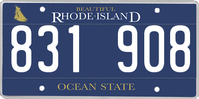 RI license plate 831908