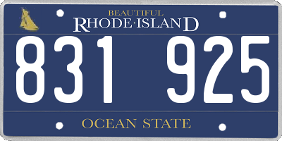 RI license plate 831925