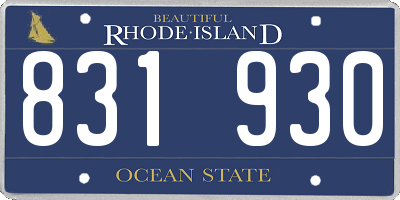 RI license plate 831930