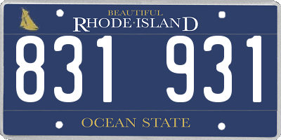 RI license plate 831931