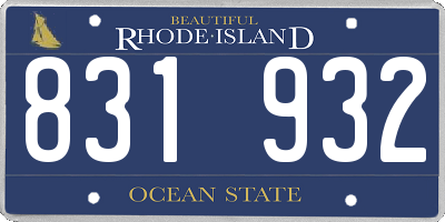RI license plate 831932