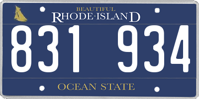 RI license plate 831934