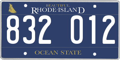 RI license plate 832012