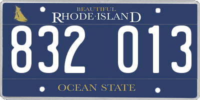 RI license plate 832013