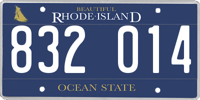 RI license plate 832014