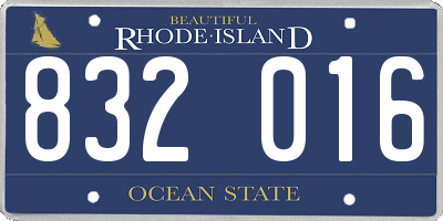 RI license plate 832016