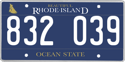 RI license plate 832039