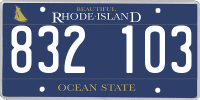RI license plate 832103