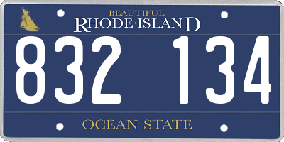 RI license plate 832134
