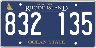 RI license plate 832135