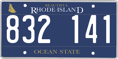 RI license plate 832141