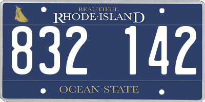 RI license plate 832142