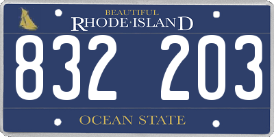 RI license plate 832203