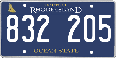 RI license plate 832205