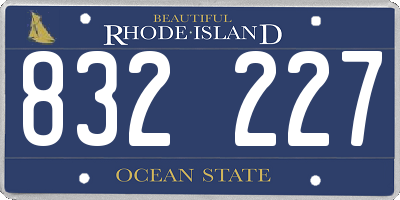 RI license plate 832227