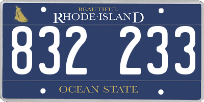RI license plate 832233