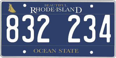 RI license plate 832234