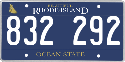 RI license plate 832292