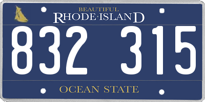 RI license plate 832315