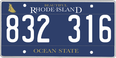 RI license plate 832316