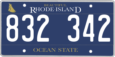 RI license plate 832342