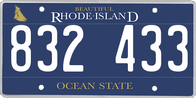 RI license plate 832433