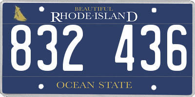 RI license plate 832436