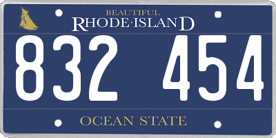 RI license plate 832454