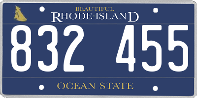 RI license plate 832455