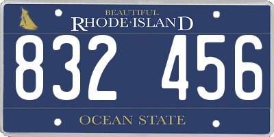 RI license plate 832456
