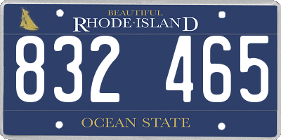 RI license plate 832465