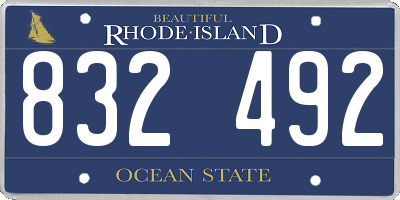RI license plate 832492
