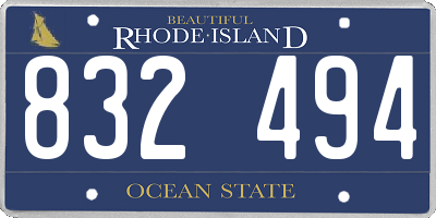 RI license plate 832494