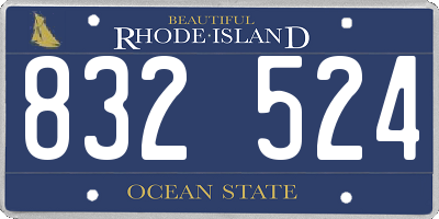 RI license plate 832524