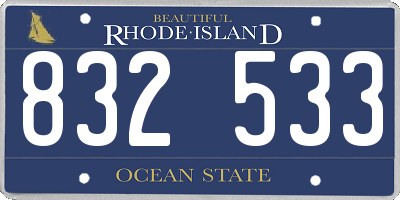 RI license plate 832533