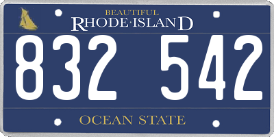 RI license plate 832542