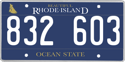 RI license plate 832603