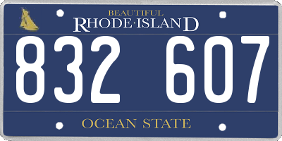 RI license plate 832607