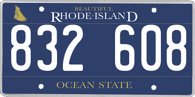 RI license plate 832608