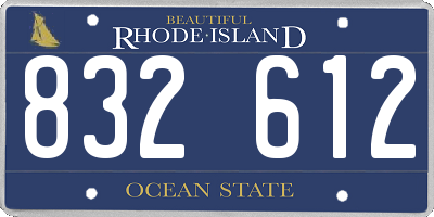 RI license plate 832612