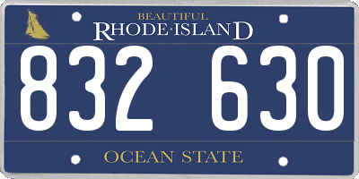 RI license plate 832630