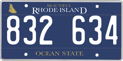 RI license plate 832634