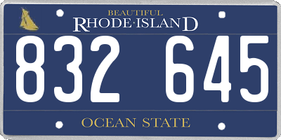 RI license plate 832645