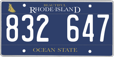 RI license plate 832647
