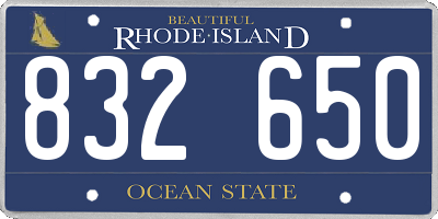 RI license plate 832650