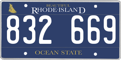 RI license plate 832669