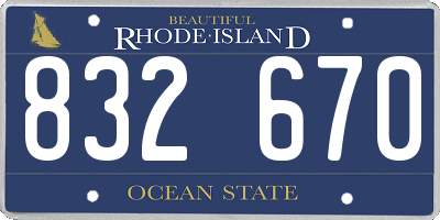 RI license plate 832670