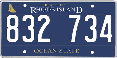 RI license plate 832734