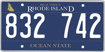 RI license plate 832742