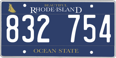 RI license plate 832754